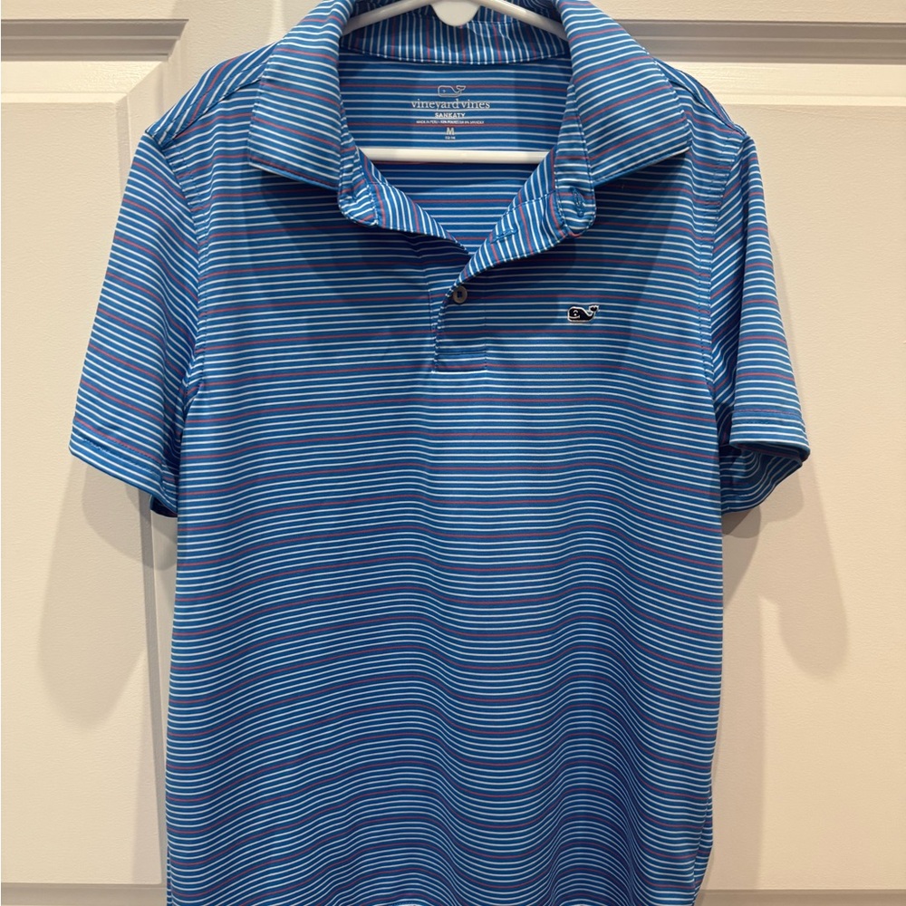 Vineyard Vines Kids Polo in Blue and White Stripes